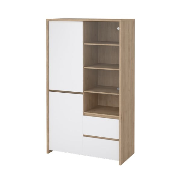 Balta/dabīga toņa vitrīna ar ozolkoka imitāciju 100x170x48 cm Next – Tvilum-image-4