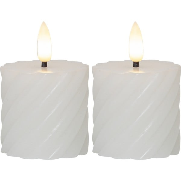 2 baltu LED sveču komplekts Star Trading Flamme Swirl, augstums 7,5 cm