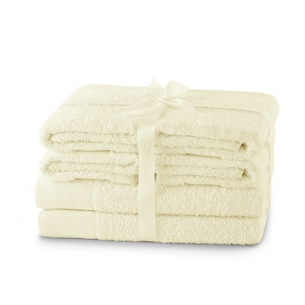 Krēmkrāsas frotē kokvilnas dvieļi komplektā (6 gab.) Amari – Restilo