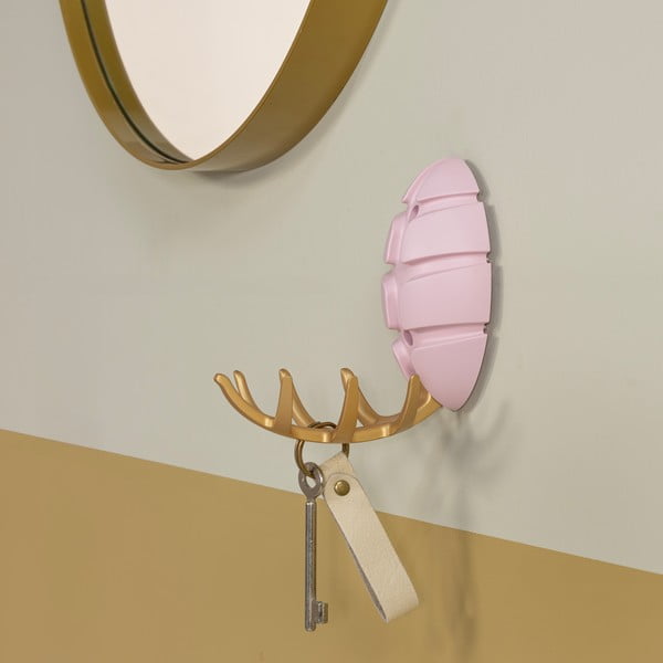 Gaiši rozā/zelta krāsas plastmasas sienas āķis Bug – Spinder Design-image-3