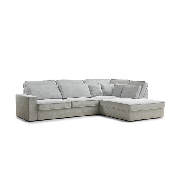 Gaiši pelēks stūra dīvāns no šenila auduma (ar labo stūri/L veida) Kirou – Maison de Rêve-image-2