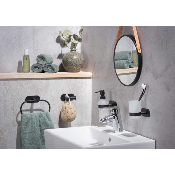 Matēti melns nerūsējošā tērauda pašlīmējošs vannas istabas piederumu komplekts Orea – Wenko-image-1