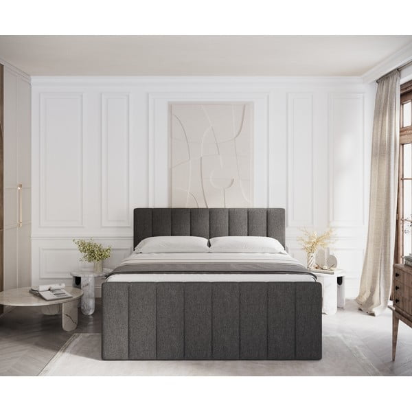 Melna atsperu gulta ar veļas kasti 160x200 cm Ruby – Maison de Rêve-image-3