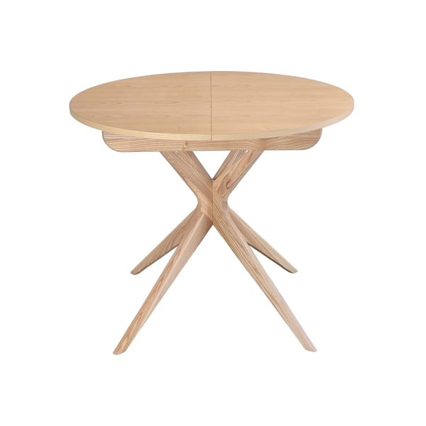 Oša masīvkoka apaļš izvelkams ēdamgalds ar papildu galda virsmu ø 90 cm Jubi – Ragaba