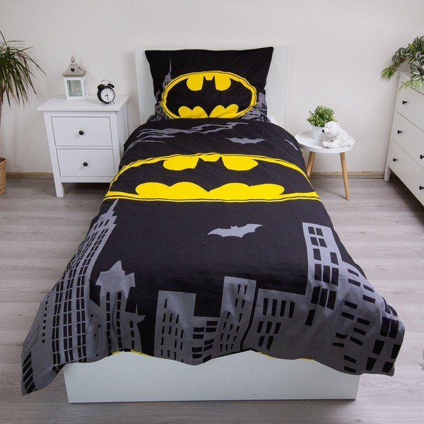 Vienguļamā kokvilnas bērnu gultas veļa 140x200 cm Batman "The Emblem" – Jerry Fabrics-image-1