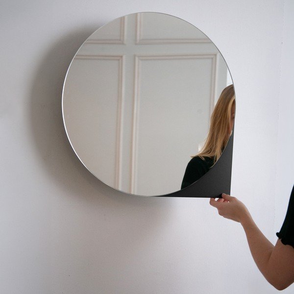 Melns metāla piekarams/ar spoguli vannas istabas skapis 55x55 cm Sonnet – Spinder Design-image-1