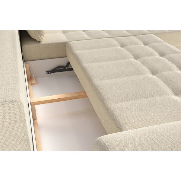 Krēmkrāsas salokāms stūra dīvāns (ar labo stūri) Balitco – Ropez-image-1