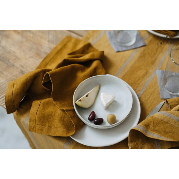 Lina galdauts 140x140 cm Amber Bronze Stripes – Linen Tales-image-2
