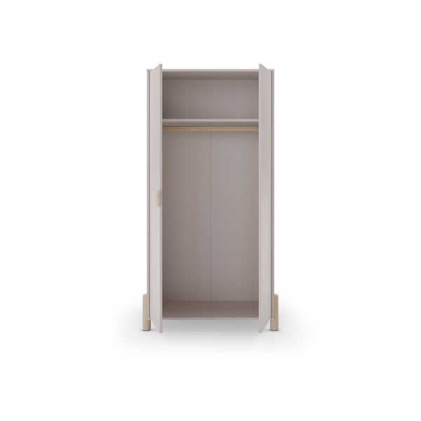 Krēmkrāsas priedes masīvkoka bērnu drēbju skapis 93x180 cm Enola – Marckeric-image-4