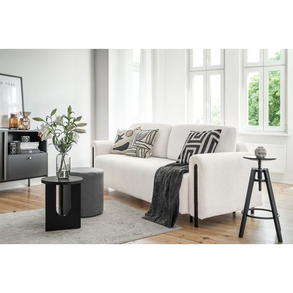 Krēmkrāsas salokāms/ar uzglabāšanas vietu dīvāns no buklē auduma 244 cm Arcadova – ELTAP-image-3