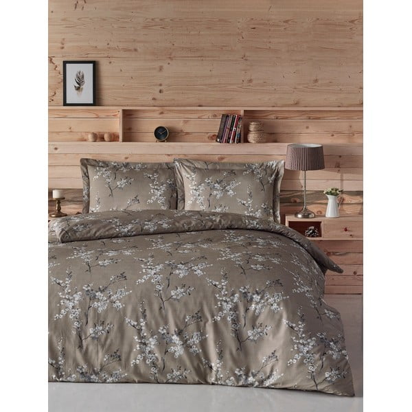 Brūna divvietīga kokvilnas gultas veļa 200x200 cm Chicory – Mijolnir