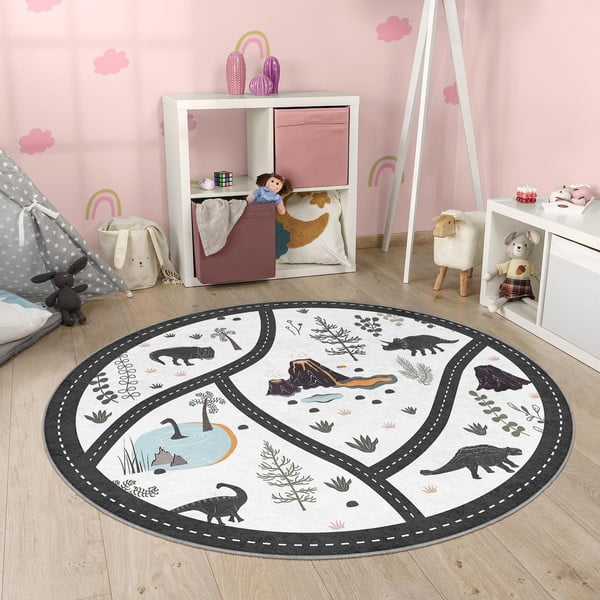 Melnbalts mazgājams bērnu rotaļu paklājs ø120 cm Dino Park – Mila Home-image-3
