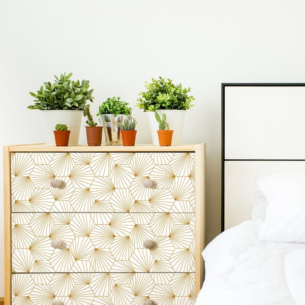 Baltas un dzeltenas dekoratīvās tapetes mēbelēm Ambiance Hexoka-image-3