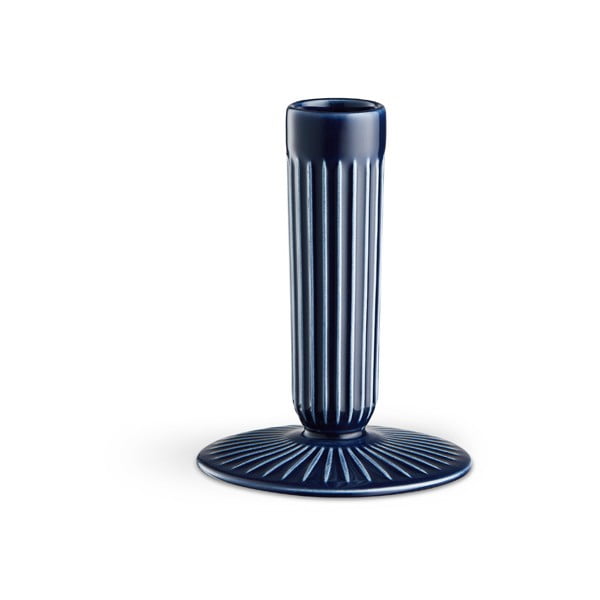 Tumši zils keramikas svečturis Kähler Design Hammershoi, augstums 12 cm