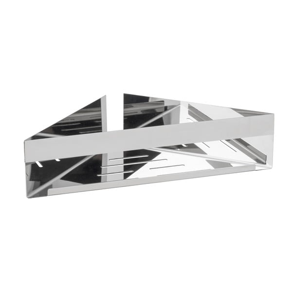 Spīdīgas sudraba krāsas stūra nerūsējošā tērauda pašlīmējošs vannas istabas plaukts Genova – Wenko-image-1