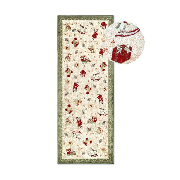 Zaļš celiņa paklājs ar Ziemassvētku motīvu no kokvilnas maisījuma 80x200 cm Toy's Delight Green Christmas – Villeroy&Boch