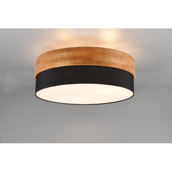 Melna/dabīga toņa griestu lampa ar auduma abažūru Seasons – Trio-image-2