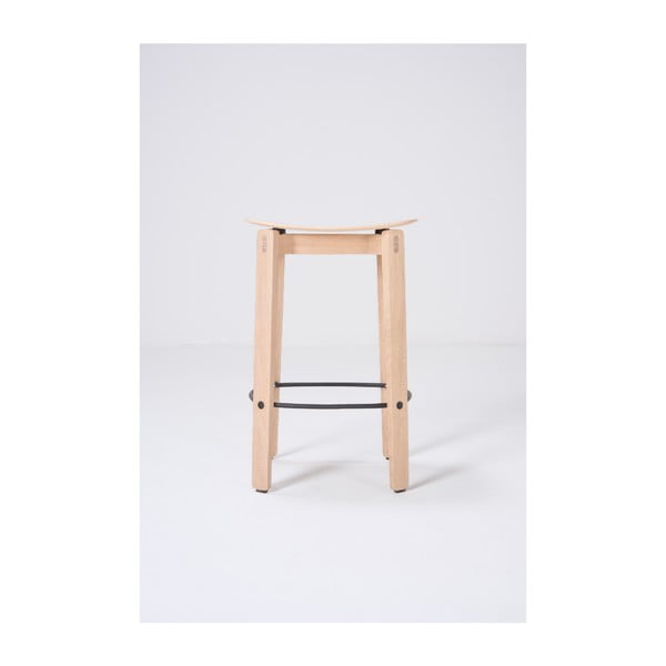 Dabīga toņa ozola masīvkoka bāra taburete (sēdekļa augstums 65 cm) Nora – Gazzda-image-3