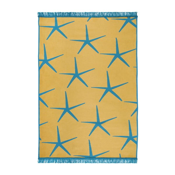 Zils un dzeltens divpusējais paklājs Zvaigznes, 150 x 215 cm