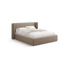 Gaiši brūna polsterēta divvietīga gulta ar veļas kasti ar redelēm 180x200 cm Jason – Windsor & Co Sofas