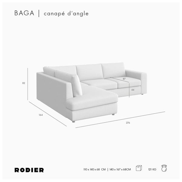 Gaiši brūns samta stūra dīvāns (ar kreiso stūri/L veida) Baga – Rodier-image-4
