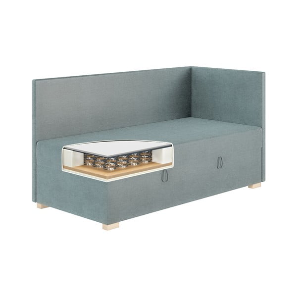 Zila stūra bērnu gulta ar veļas kasti ar matraci 90x200 cm Flexi – Ghado-image-4