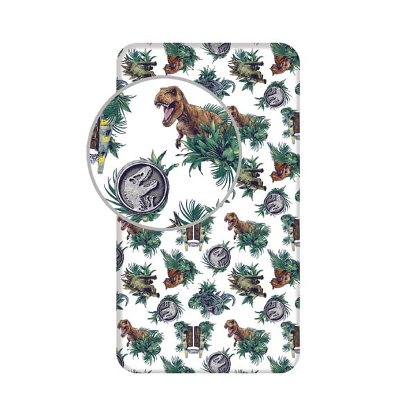 Kokvilnas bērnu palags ar gumiju 90x200 cm Jurassic World "Roar" – Jerry Fabrics