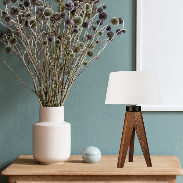 Balta/dabīga toņa galda lampa – LAMKUR-image-1