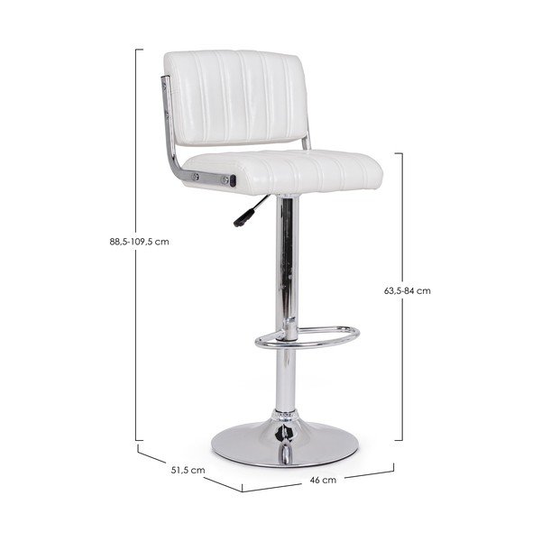 Balts mākslīgās ādas bāra krēsls ar regulējamu augstumu/grozāms Barclay – Bizzotto-image-4