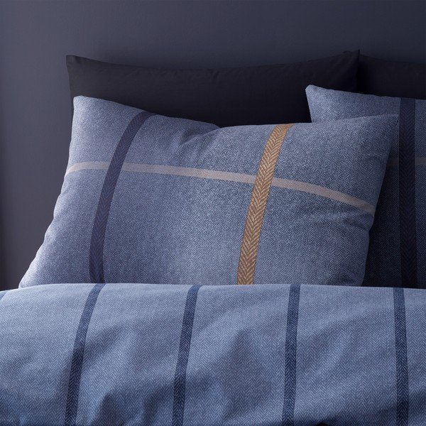 Tumši zila divguļamā flaneļa gultas veļa 230x220 cm Melrose Tweed Check – Catherine Lansfield-image-3