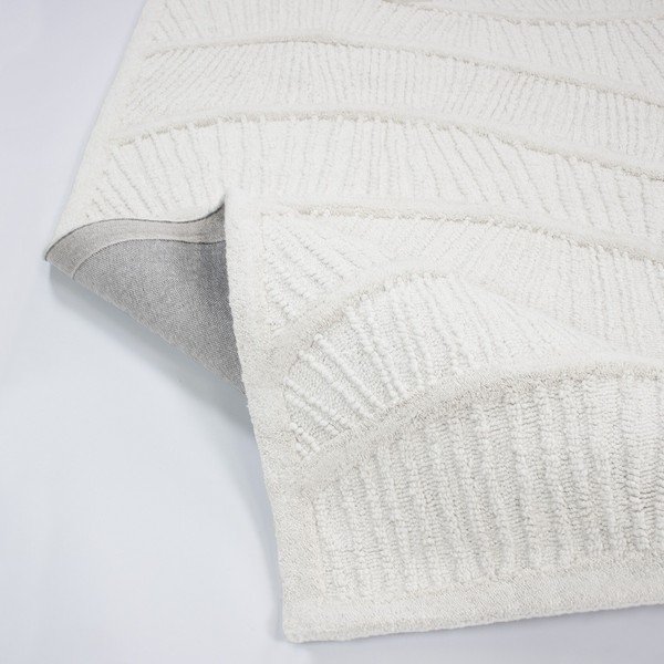 Balts ar rokām darināts paklājs no vilnas maisījuma 200x290 cm Sculptured Wave – Flair Rugs-image-3