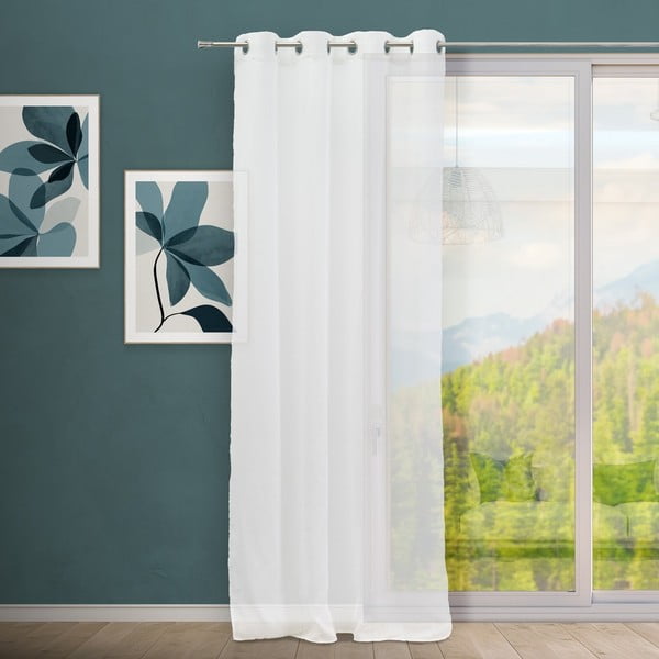 Balts dienas aizkars no lina maisījuma 140x260 cm Fifties – Casa Selección-image-1