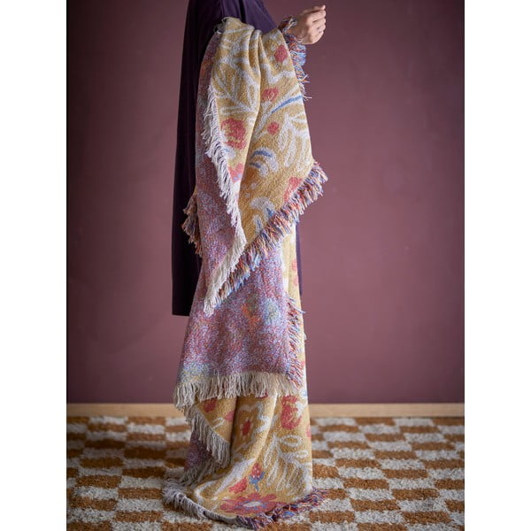 Dzeltens pleds no pārstrādātas kokvilnas 130x160 cm Reims – Bloomingville-image-1