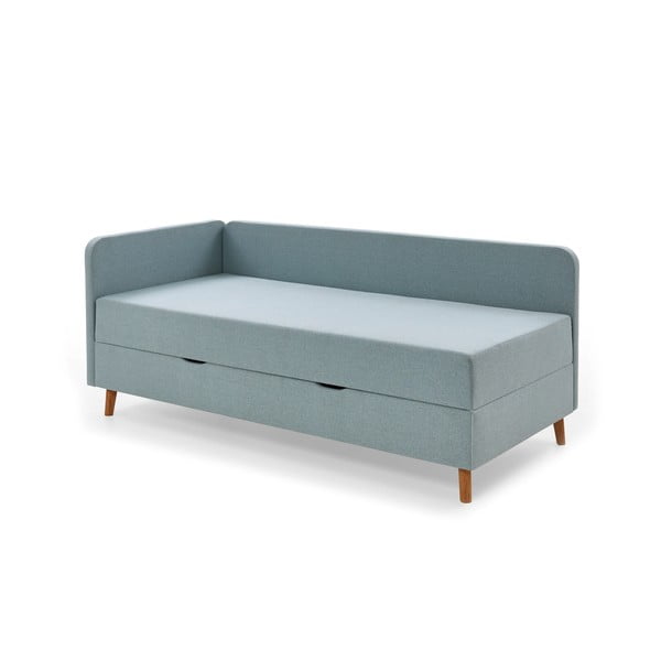 Gaiši zila polsterēta vienvietīga gulta ar veļas kasti 120x200 cm Cabana – Meise Möbel