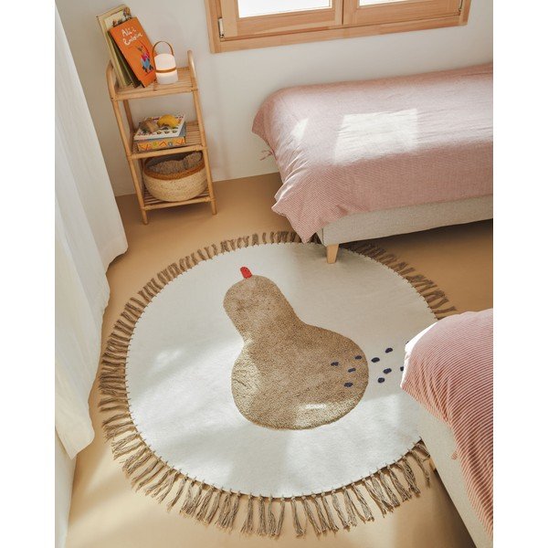 Ziloņkaula krāsas kokvilnas bērnu paklājs ø120 cm Tamya – Kave Home-image-1