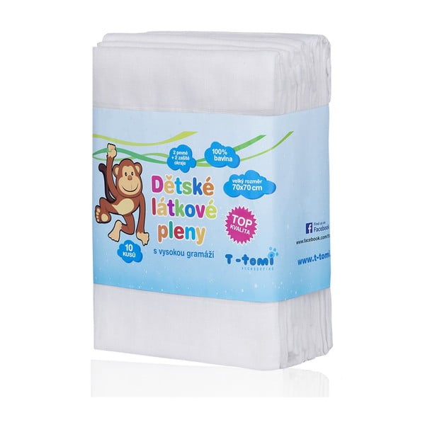 10 kokvilnas autiņu komplekts T-TOMI Tetra, 70 x 70 cm-image-1