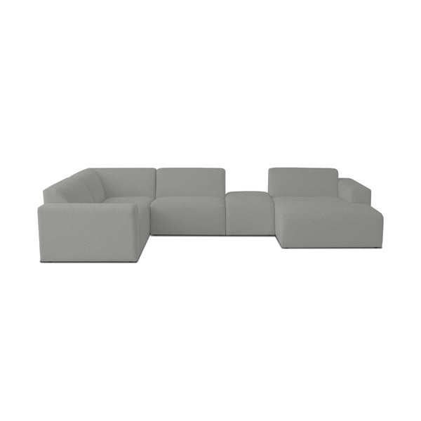 Pelēks stūra dīvāns no buklē auduma (U veida) Roxy – Scandic