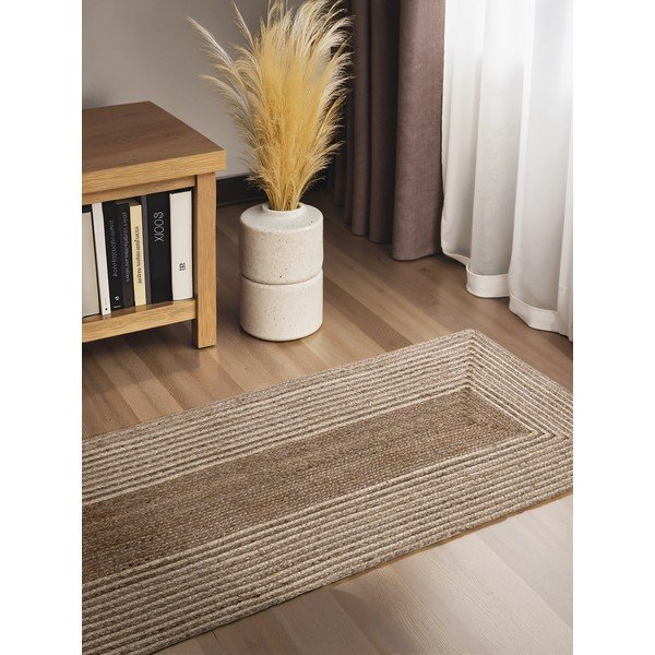 Gaiša dabīga toņa/tumša dabīga toņa divpusējs/ar rokām darināts džutas celiņa paklājs 80x200 cm Juno – Hanse Home-image-1