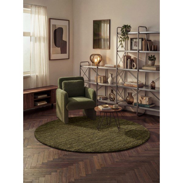Tumši zaļš ar rokām darināts vilnas apaļš paklājs ø 160 cm Bexley Woolwich – Ted Baker-image-1