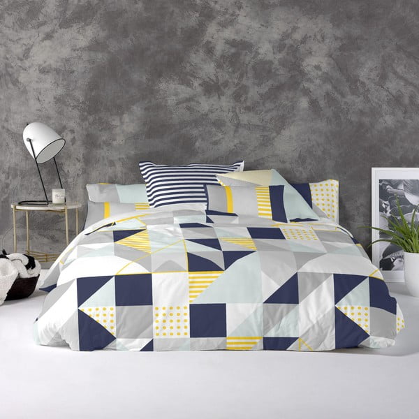 Kokvilnas segas pārvalks Blanc Geo Dot, 140 x 200 cm-image-1