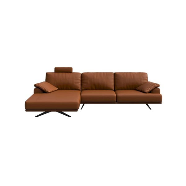 Konjakbrūns ādas stūra dīvāns (kreisais stūris) Prado – MESONICA