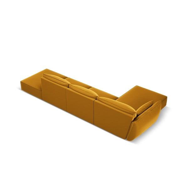 Sinepju dzeltens samta stūra dīvāns (ar kreiso stūri/ar zvilni) Vanda – Mazzini Sofas-image-3