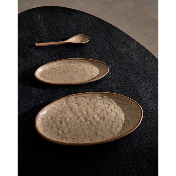 Bēši servēšanas keramikas šķīvji (3 gab.) Zunel – Kave Home-image-3