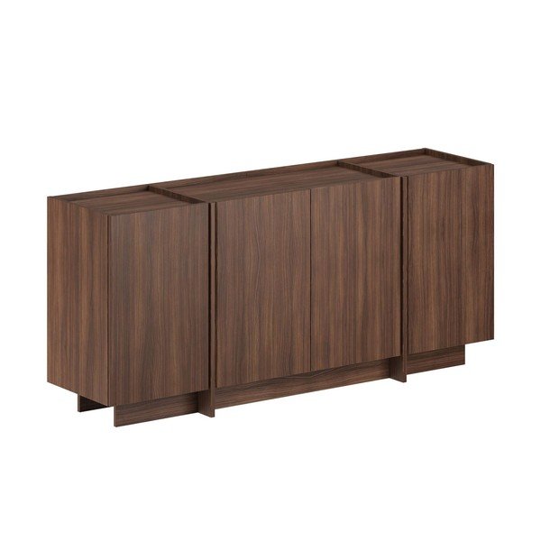 Tumša dabīga toņa kumode ar riekstkoka imitāciju ar caurumu vadiem 180x80x45 cm Dorma – Kalune Design
