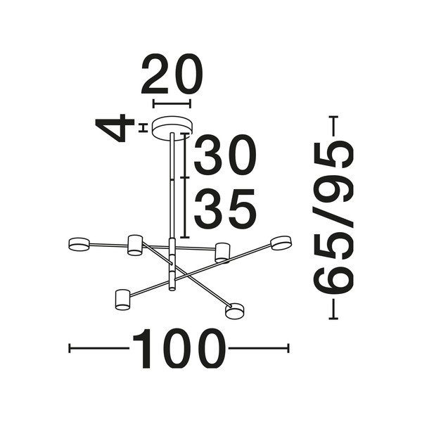 Melna alumīnija LED piekaramā lampa ar regulējamu spilgtumu ar akrila stikla abažūru ø 100 cm Nordik – Nova Luce-image-3
