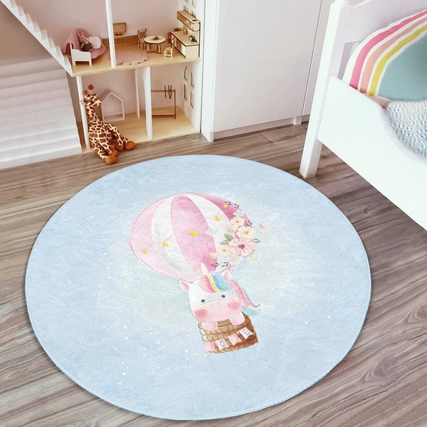 Gaiši zils bērnu paklājs ø 100 cm Comfort – Mila Home-image-4