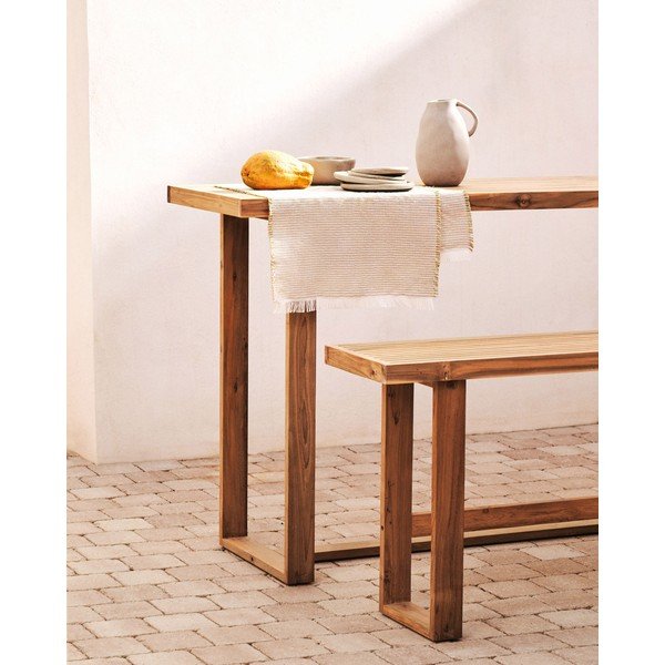 Tīkkoka masīvkoka dārza bāra galds 140x70 cm Canadell – Kave Home-image-1