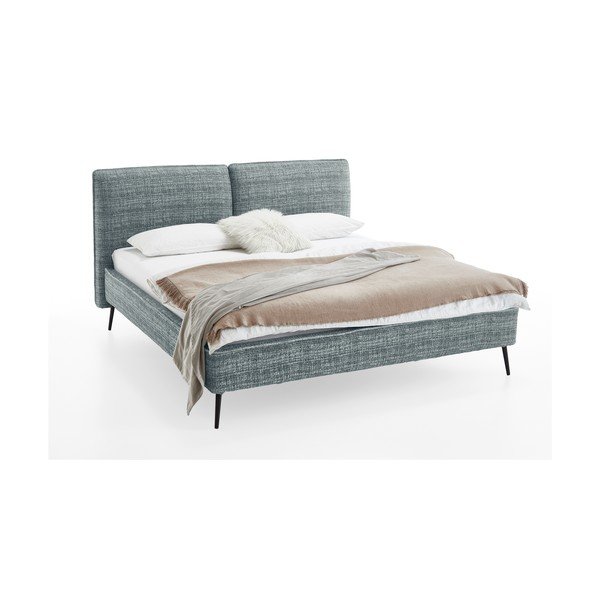 Zila polsterēta divvietīga gulta bez režģa 160x200 cm Infinity – Meise Möbel-image-3