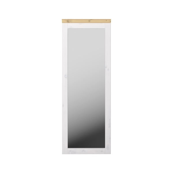 Piena baltā krāsā lakots priedes koka sienas spogulis Steens Monaco, 52 x 144 cm