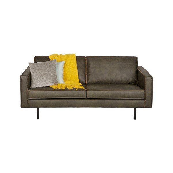 Tumši zaļš dīvāns ar pārstrādātas ādas pārvalku BePureHome Rodeo, 190 cm-image-2